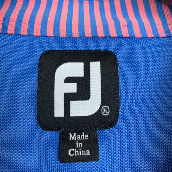 FootJoy FJ Men's Blue Golf Polo Short Sleeve 1899 Logo Button Shirt X-Large XL - Picture 3 of 7
